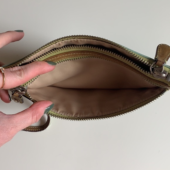 Coach Blue/Green Leather Wristlet - Picture 5 of 5